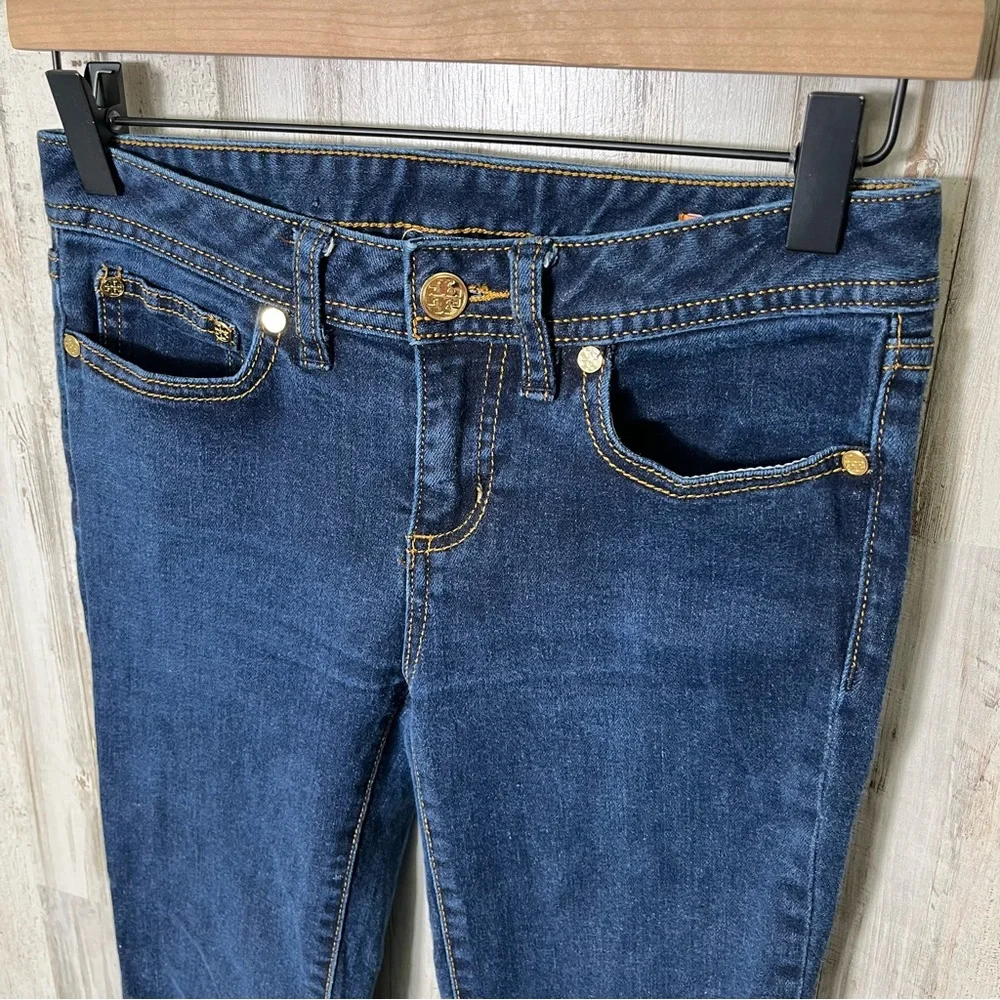 Tory Burch Bootcut Dark Wash Denim‎ Mid Rise Jeans Womens Size 24